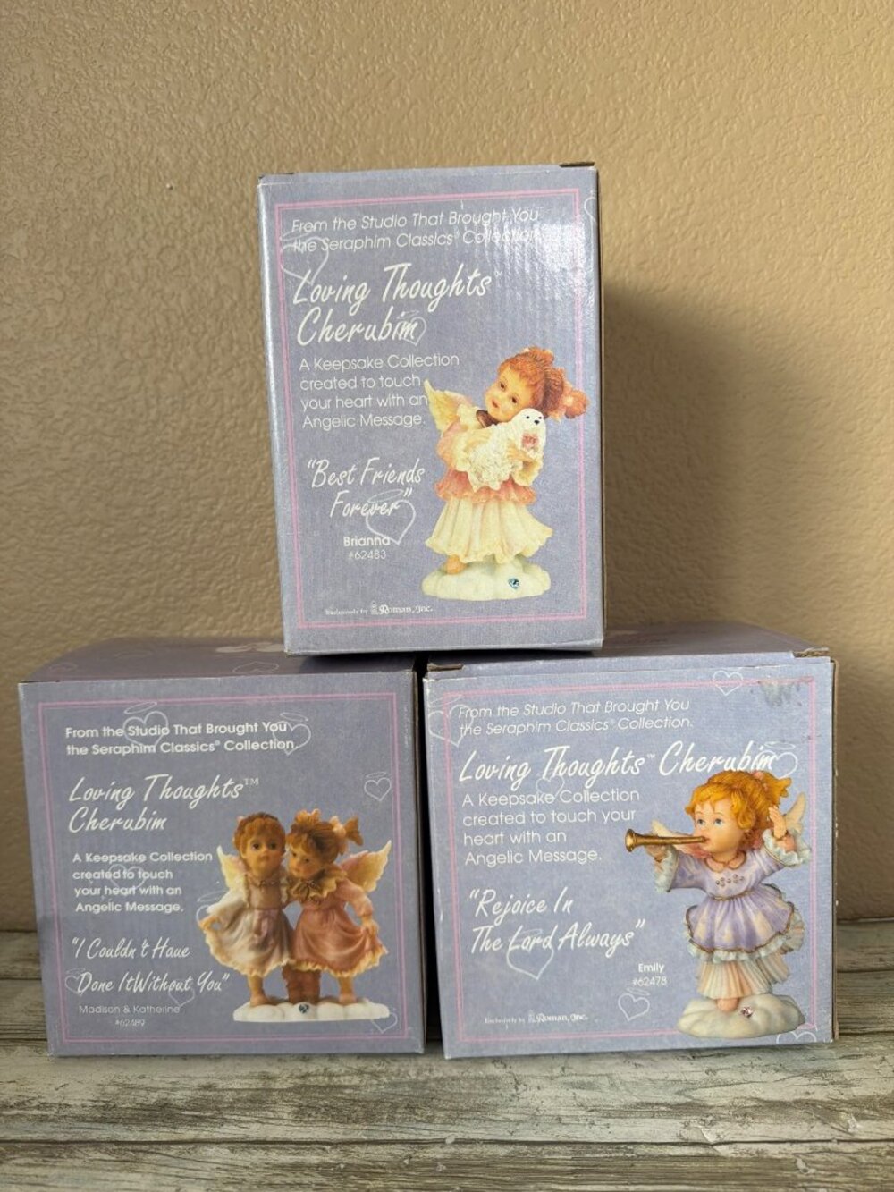 Set of 3 Roman Inc “Loving Thoughts Cherubim” Figurine Emily Best Friends w/Box - Picture 8 of 16